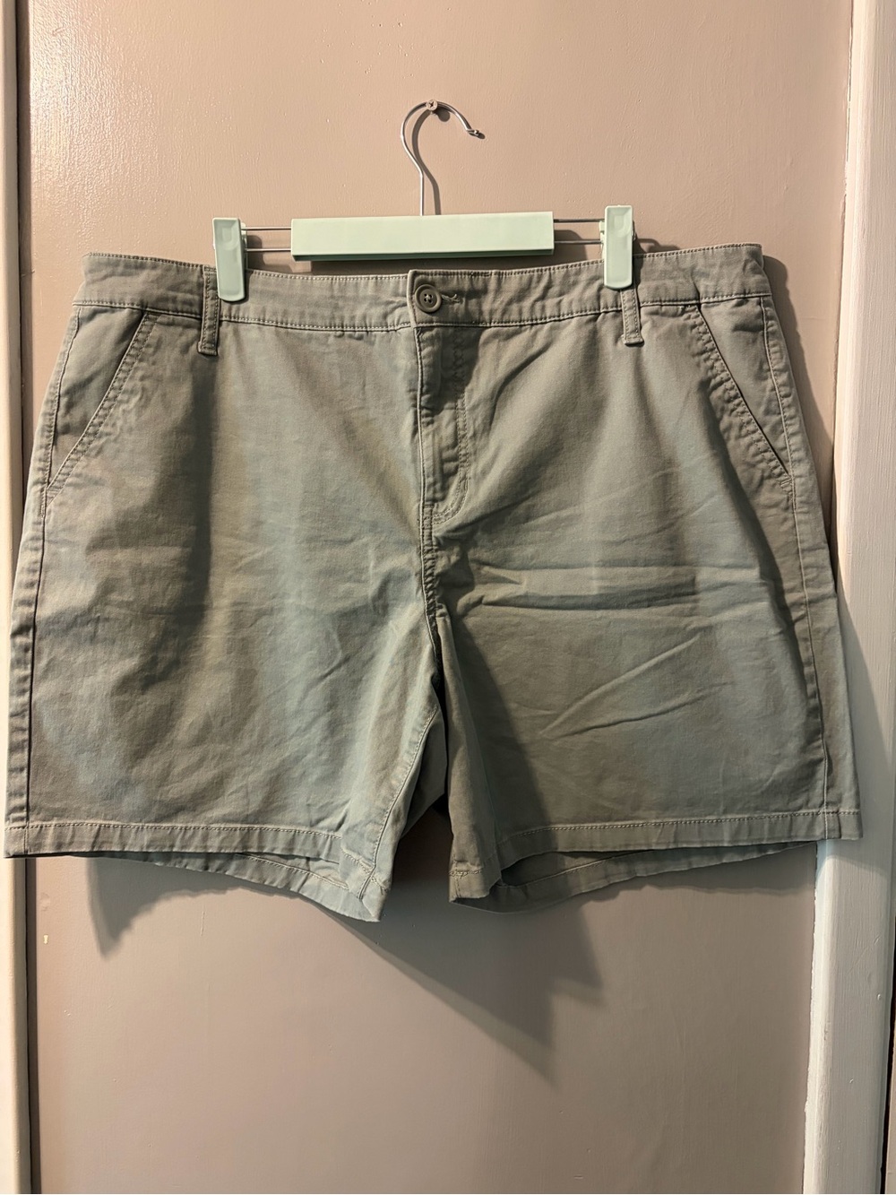 Lightweight Sage Green Flat-Front Chino Shorts
